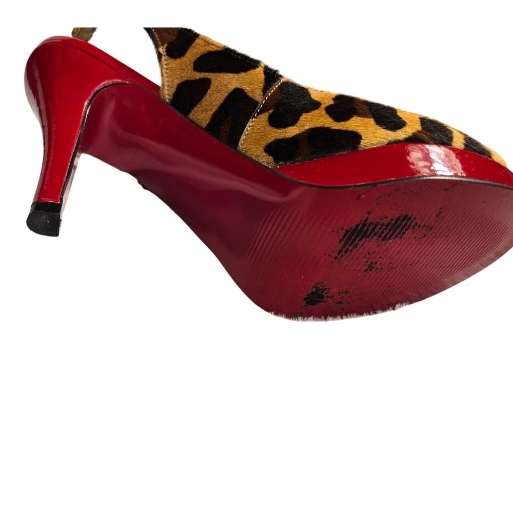 Carlos by Carlos Santana Elise‎ Leopard Print Calf Hair Red Platform Heels 6.5M